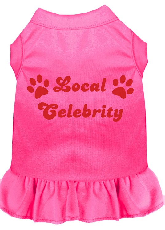 Local Celebrity Screen Print Dress Bright Pink XS